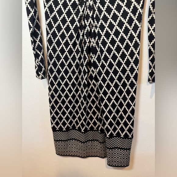 Tory Burch Dress Size S Silk Shift V Neck Ruched Geo Diamond Print Size 4 - Picture 5 of 7